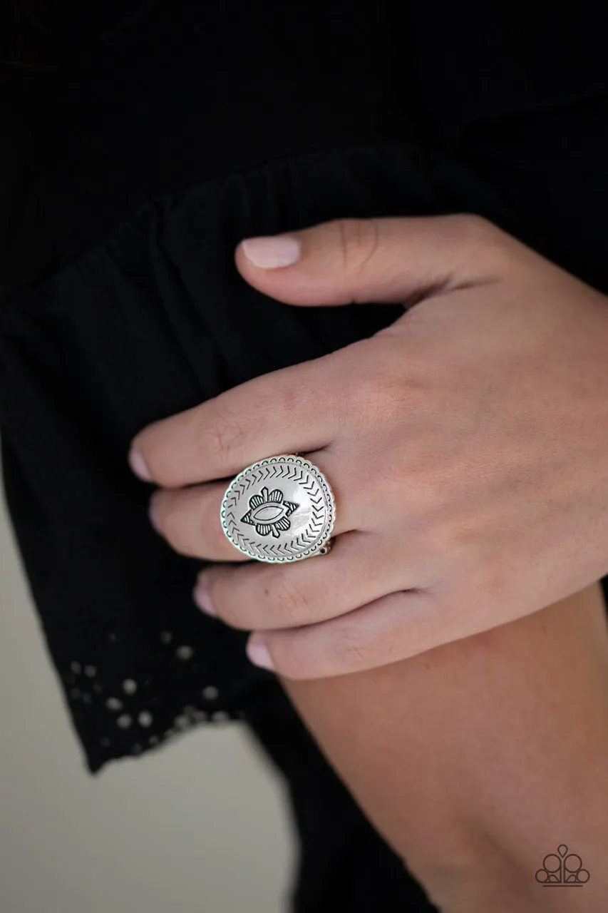 Down and OUTBACK - Silver - Artisan Flower Paparazzi Ring