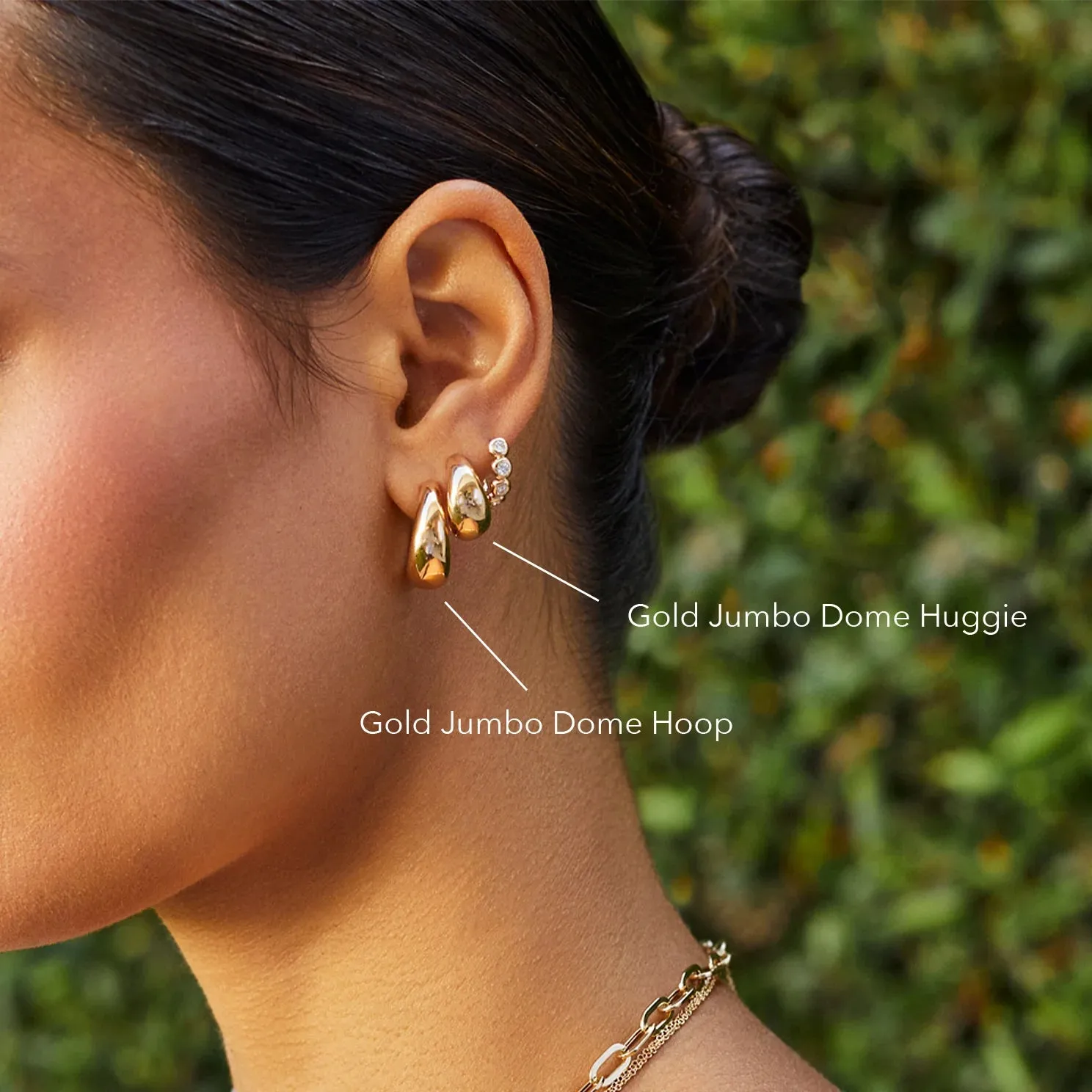 EF Collection Gold Jumbo Dome Hoop Earring