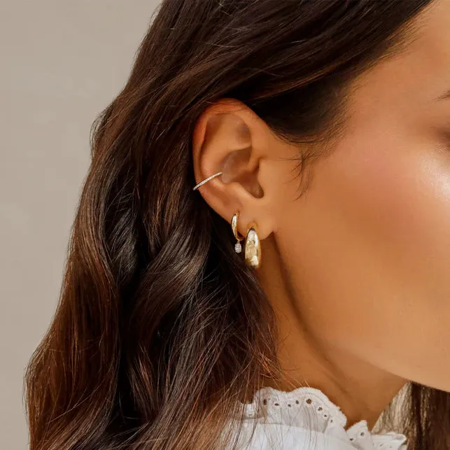EF Collection Gold Jumbo Dome Hoop Earring