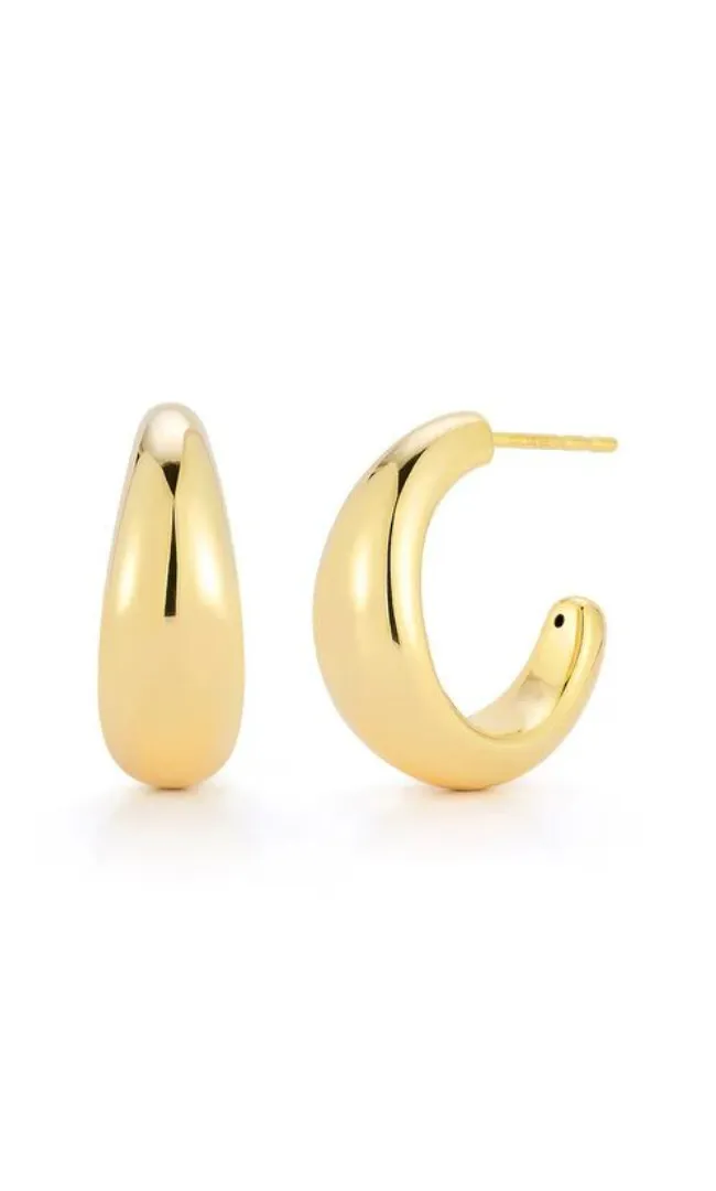 EF Collection Gold Jumbo Dome Hoop Earring