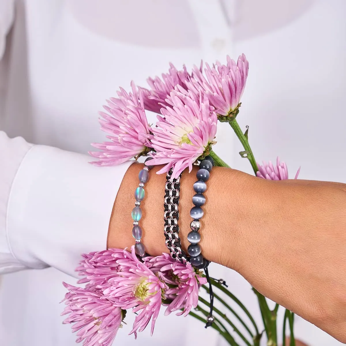 Electric Pewter | Mermaid Glass Ocean Egg Bracelet