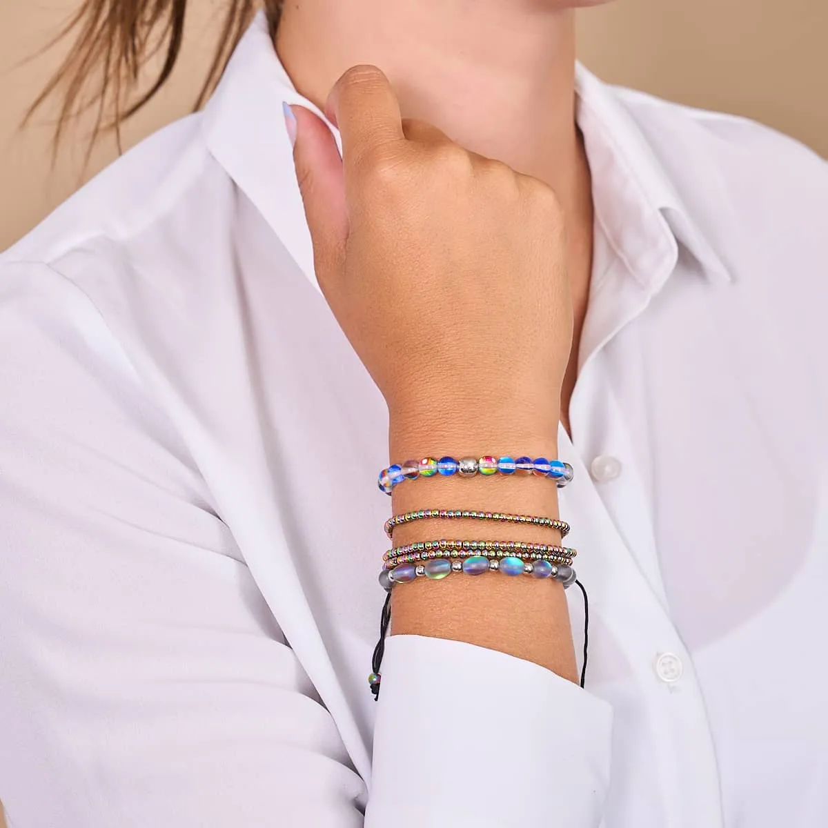 Electric Pewter | Mermaid Glass Ocean Egg Bracelet