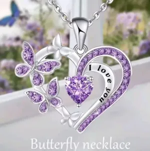 Elegant 925 Sterling Silver Heart Butterfly Fashion Jewelry Pendant Necklace New