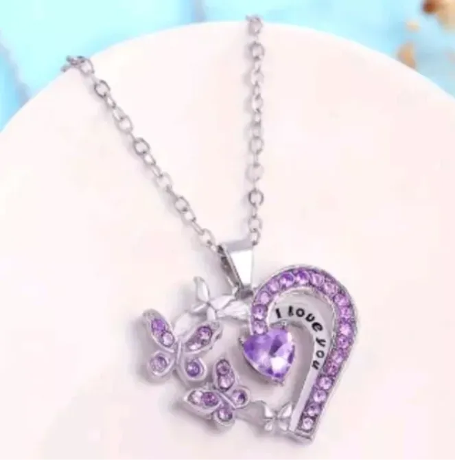 Elegant 925 Sterling Silver Heart Butterfly Fashion Jewelry Pendant Necklace New