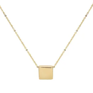 Engraved Square Pendant Necklace 14K