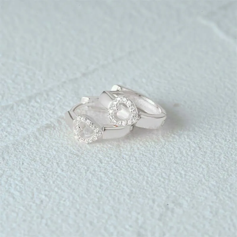 Eternal Love Heart Hoop Earrings Silver