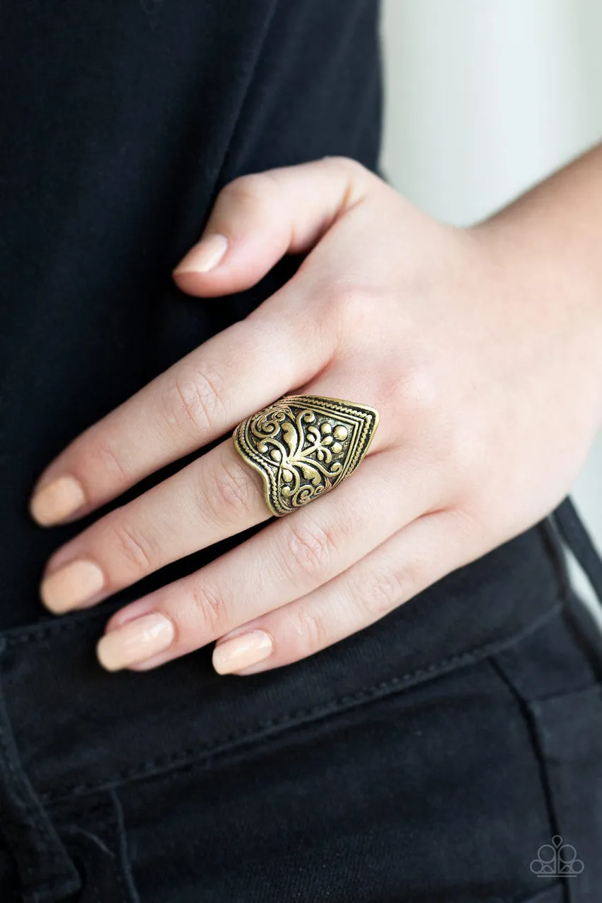 Fall into VINE Brass Paparazzi Ring