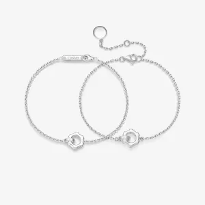 FANCIME "Infinite Time Lock" Couples Promise Sterling Silver Bracelet