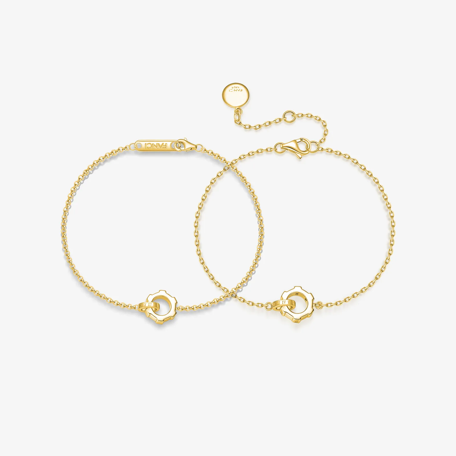 FANCIME "Infinite Time Lock" Couples Promise Sterling Silver Bracelet