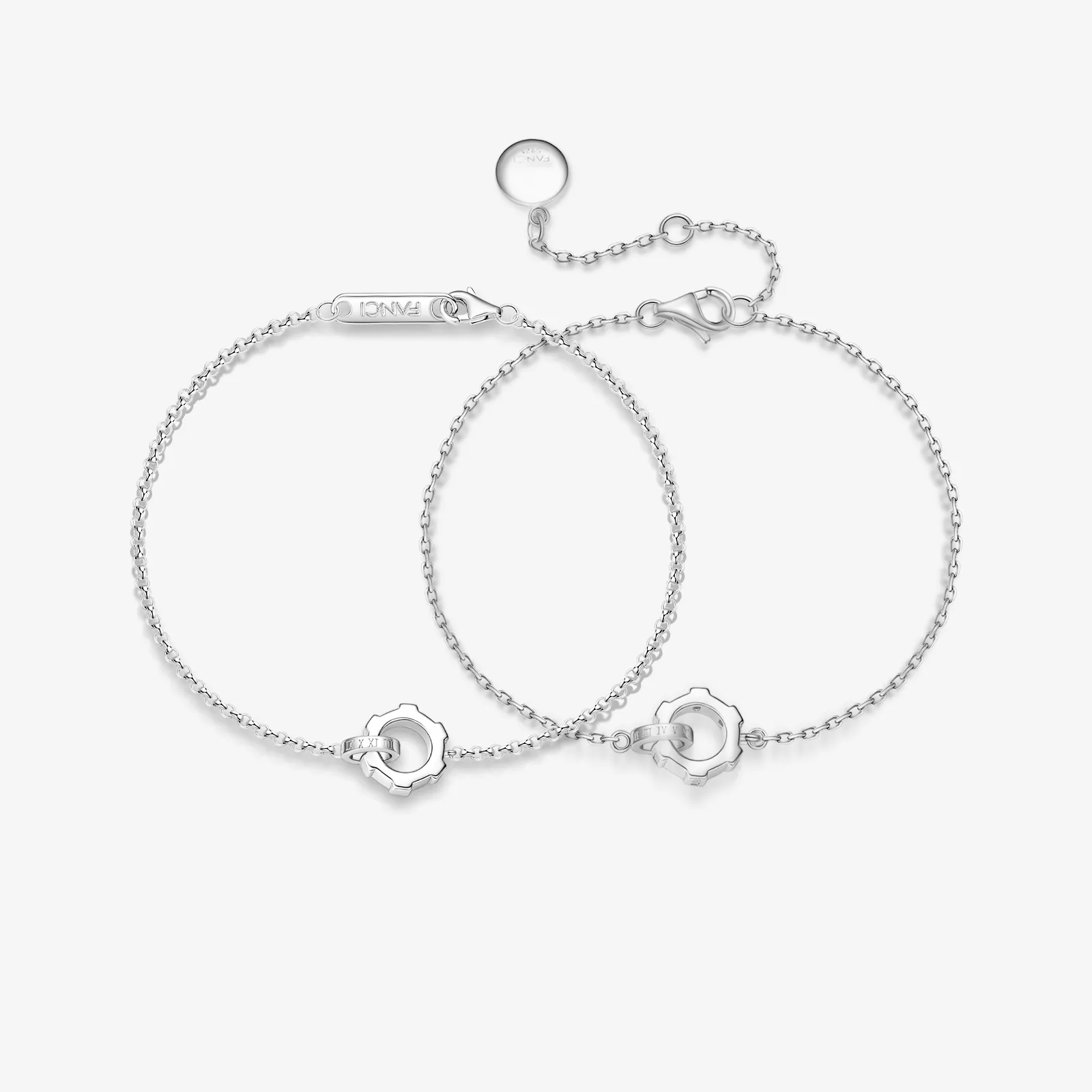 FANCIME "Infinite Time Lock" Couples Promise Sterling Silver Bracelet