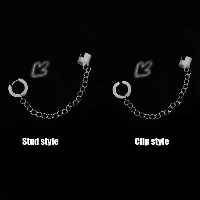 Fashion Cross Tassel Gothic Punk Chains Ear Cuff Earrings