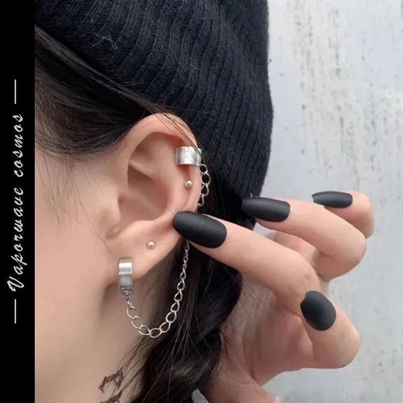 Fashion Cross Tassel Gothic Punk Chains Ear Cuff Earrings