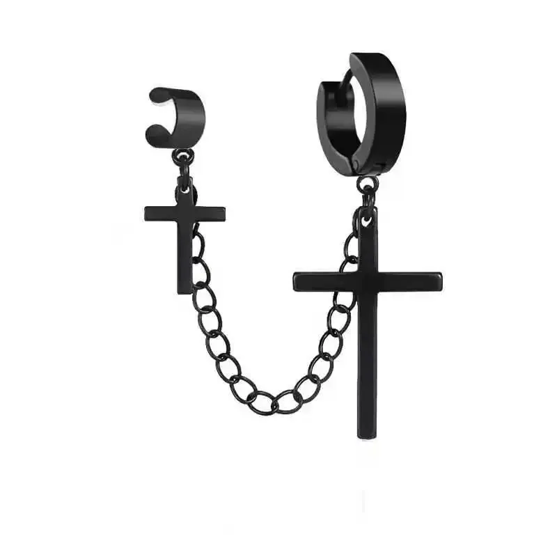 Fashion Cross Tassel Gothic Punk Chains Ear Cuff Earrings