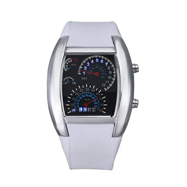 Fashion Men Watch Aviation Turbo Silicone Band Dial Flash LED Watch Gift Mens Lady Sports Car Meter relogio masculino