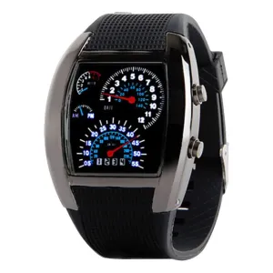 Fashion Men Watch Aviation Turbo Silicone Band Dial Flash LED Watch Gift Mens Lady Sports Car Meter relogio masculino