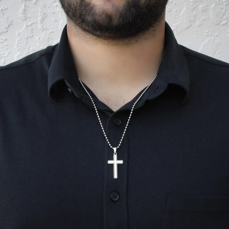 Father's Day - I Love You More Than The Stars In The Sky - Cross Necklace with Ball Chain Message Card Gift For Daddy, Father, Grandfather, Grandpa