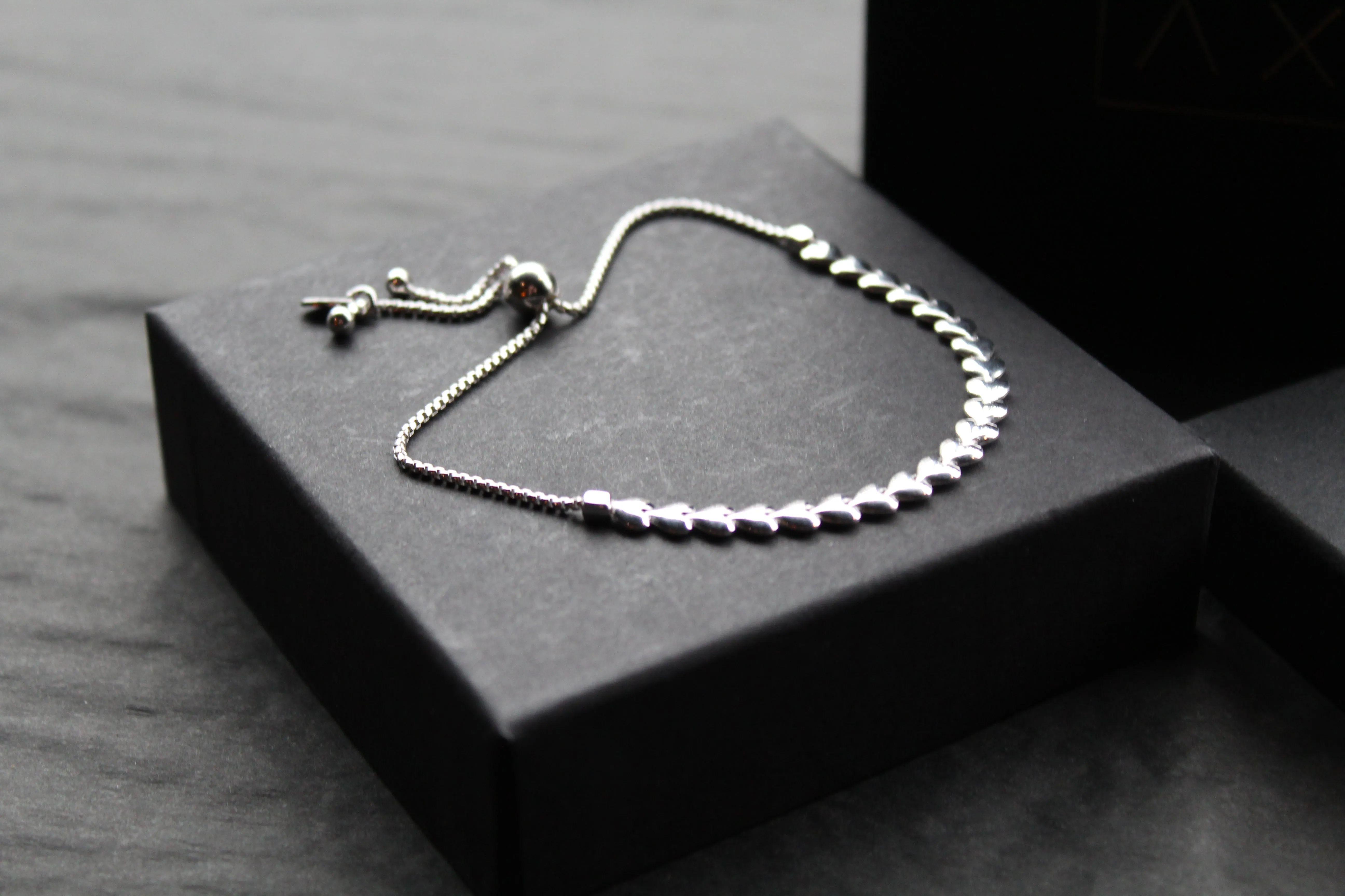 Flat Interlinked Hearts Slider Bracelets