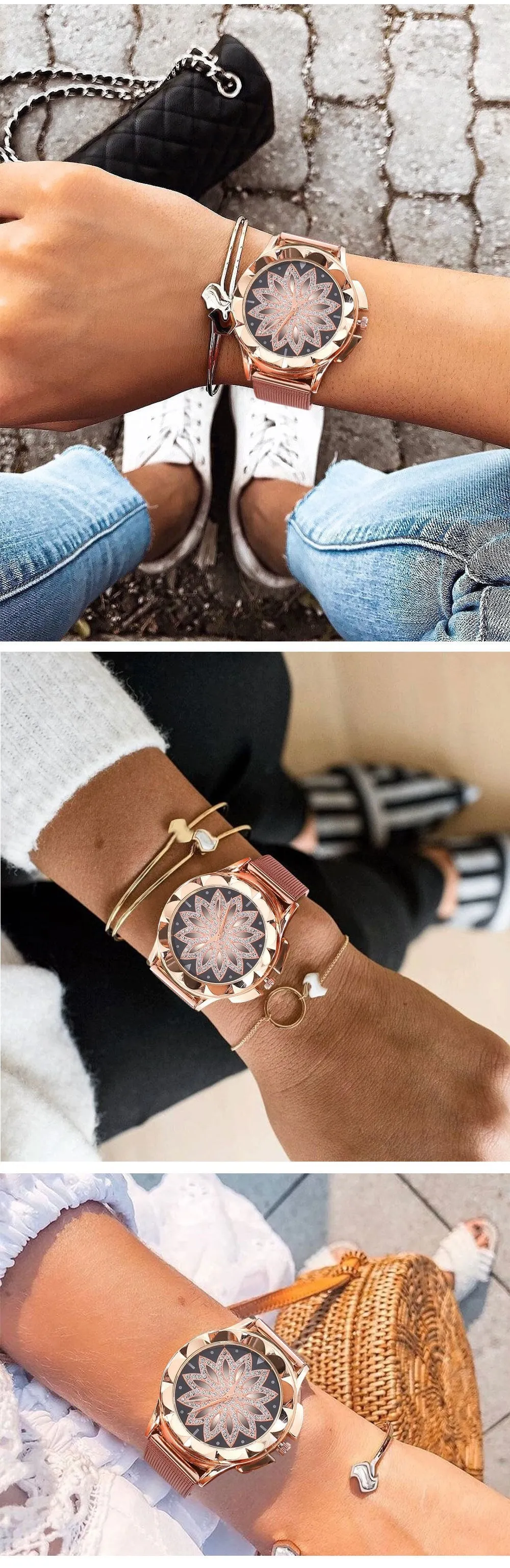Floral Rhinestone Watch