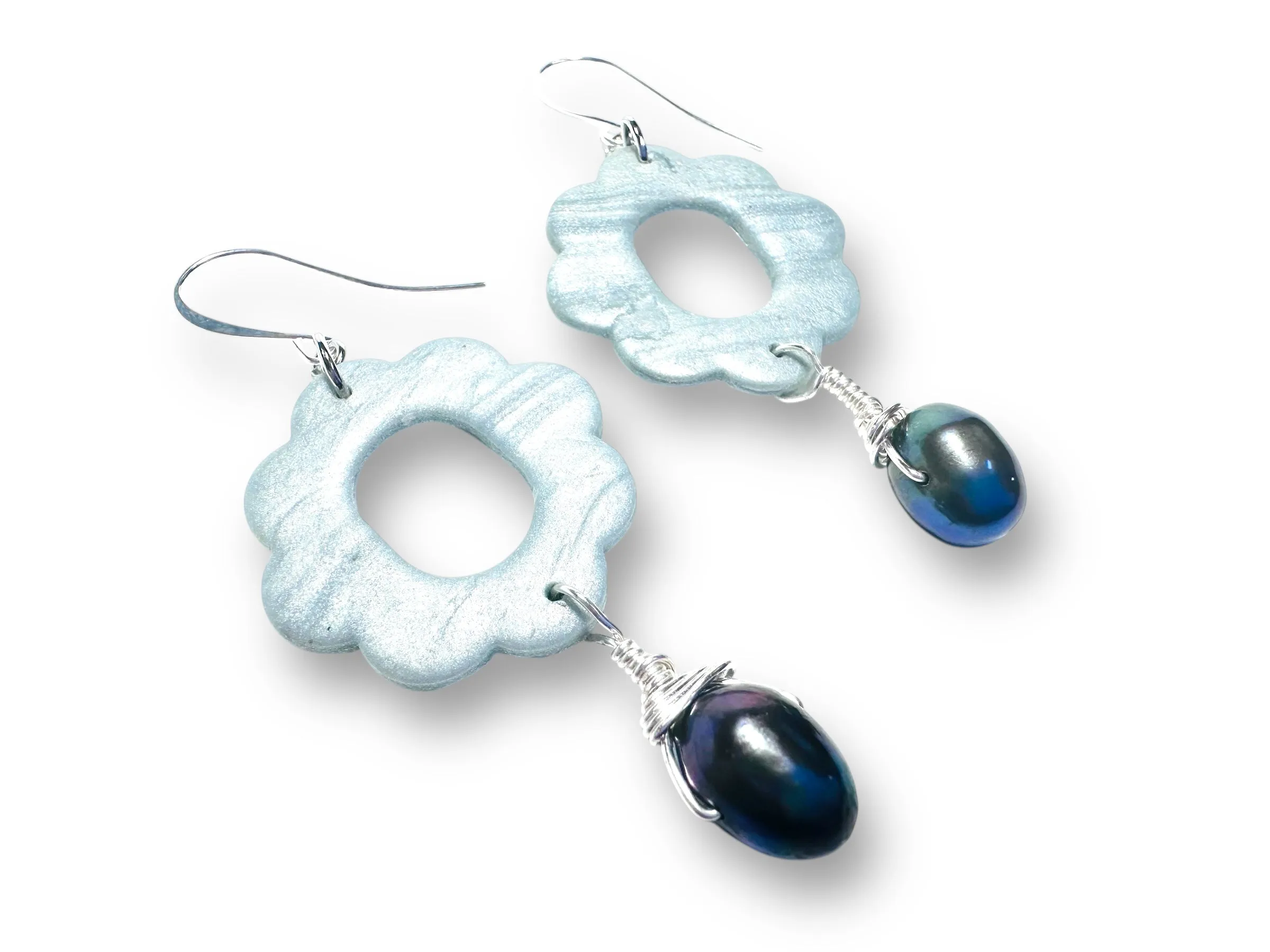 Flower Hoop Earrings, Clay Circle Earrings, Earrings