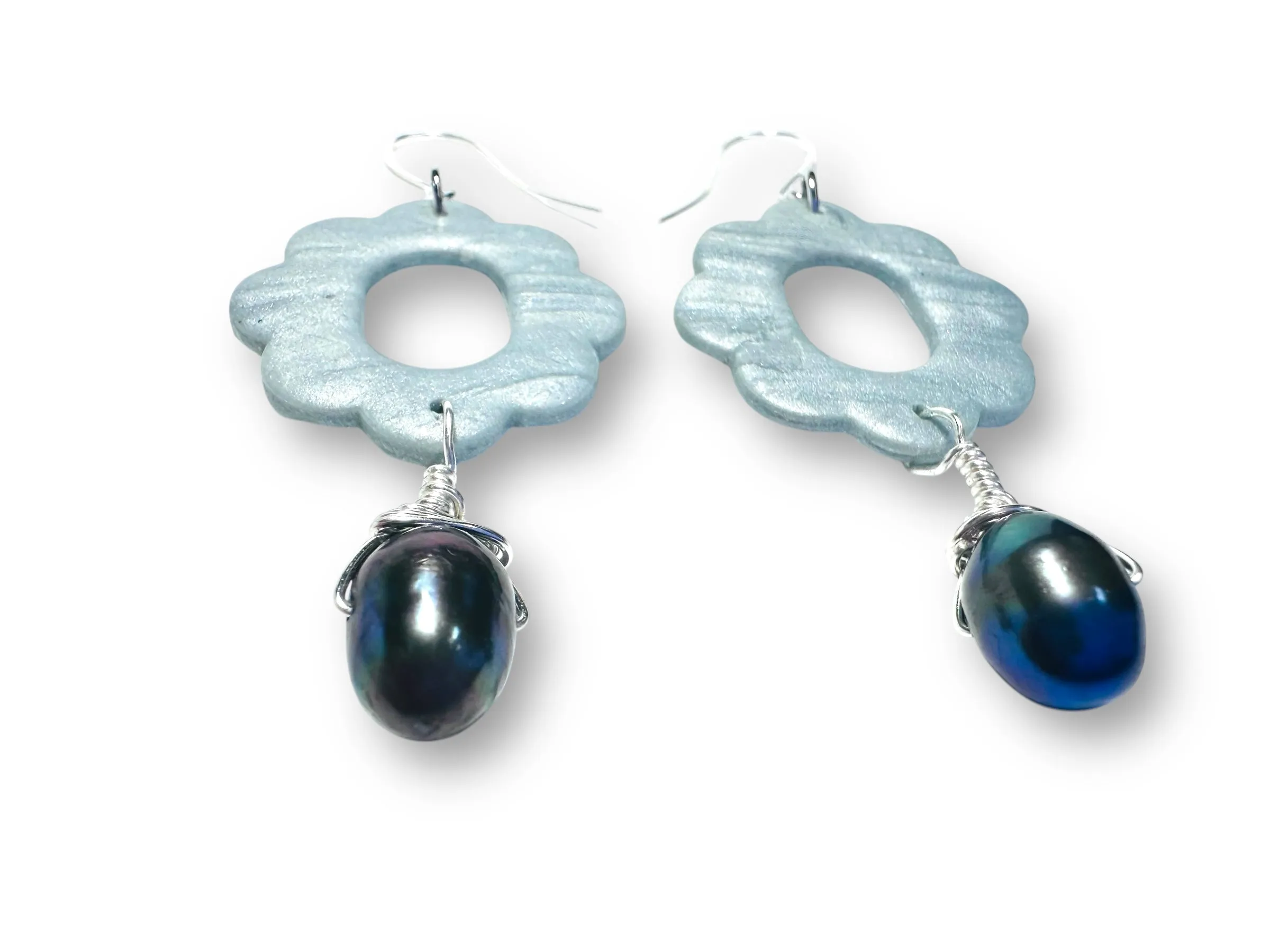 Flower Hoop Earrings, Clay Circle Earrings, Earrings