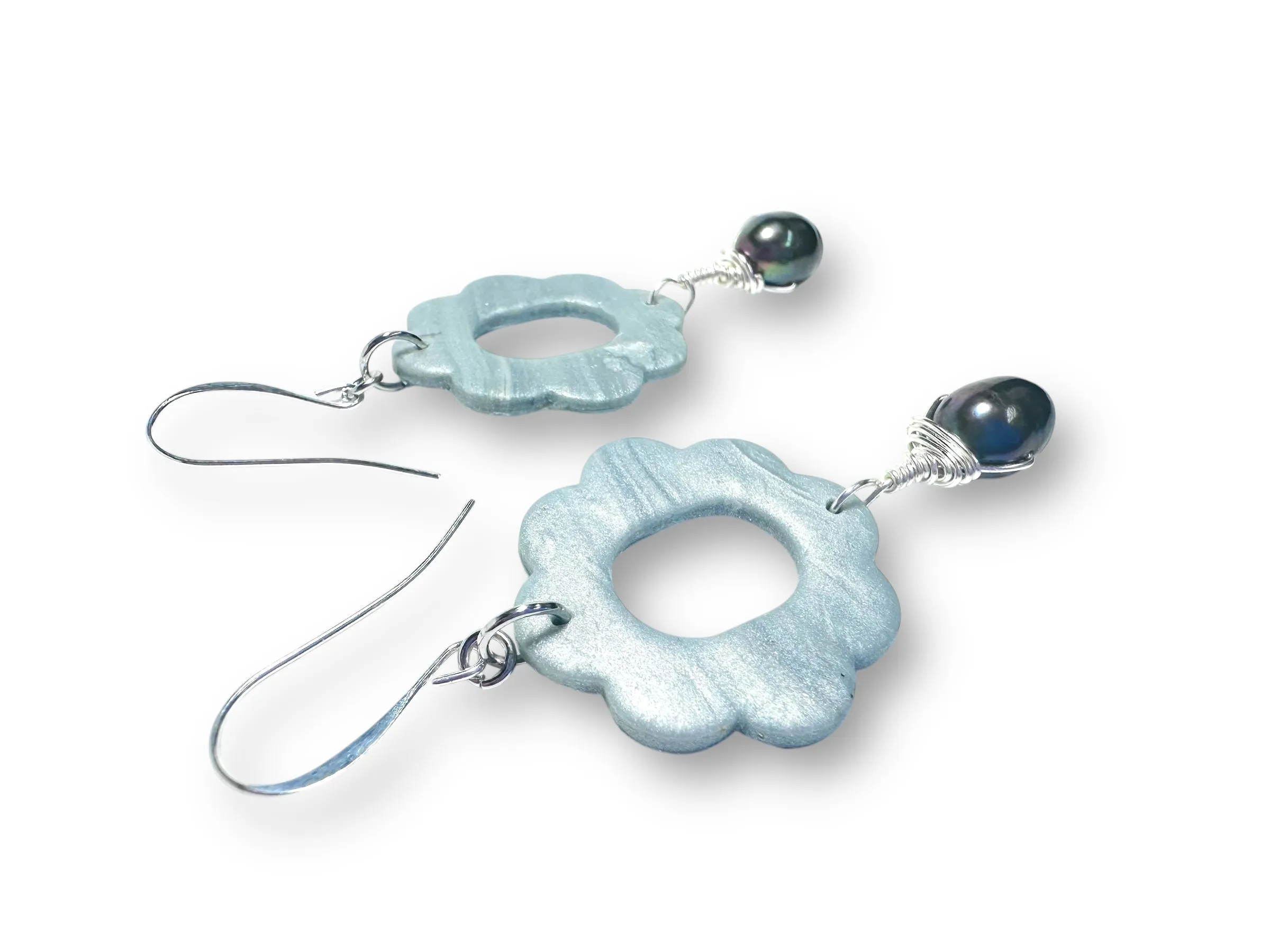 Flower Hoop Earrings, Clay Circle Earrings, Earrings