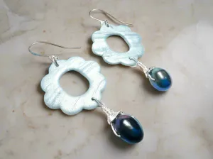 Flower Hoop Earrings, Clay Circle Earrings, Earrings