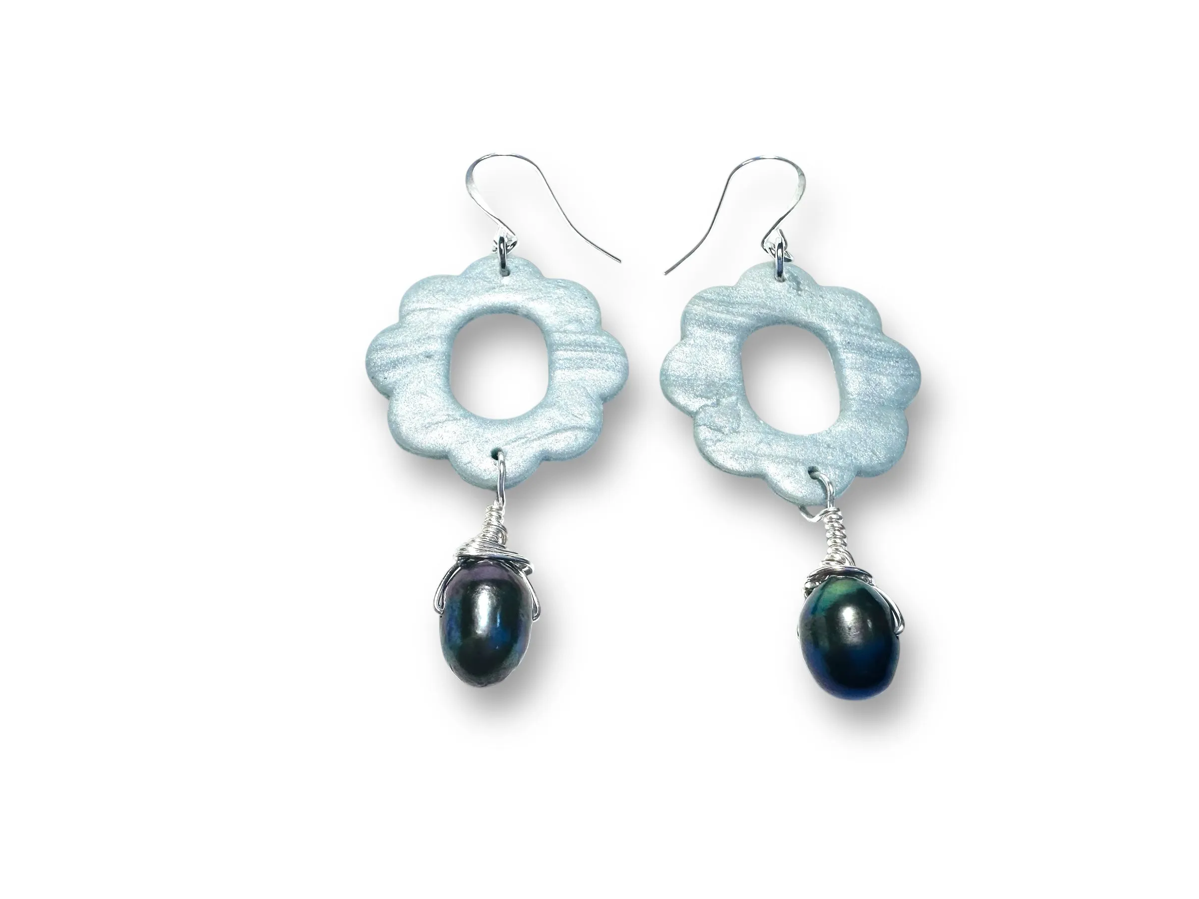 Flower Hoop Earrings, Clay Circle Earrings, Earrings