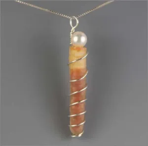 Fossilized Bamboo and AAA Pearl Necklace