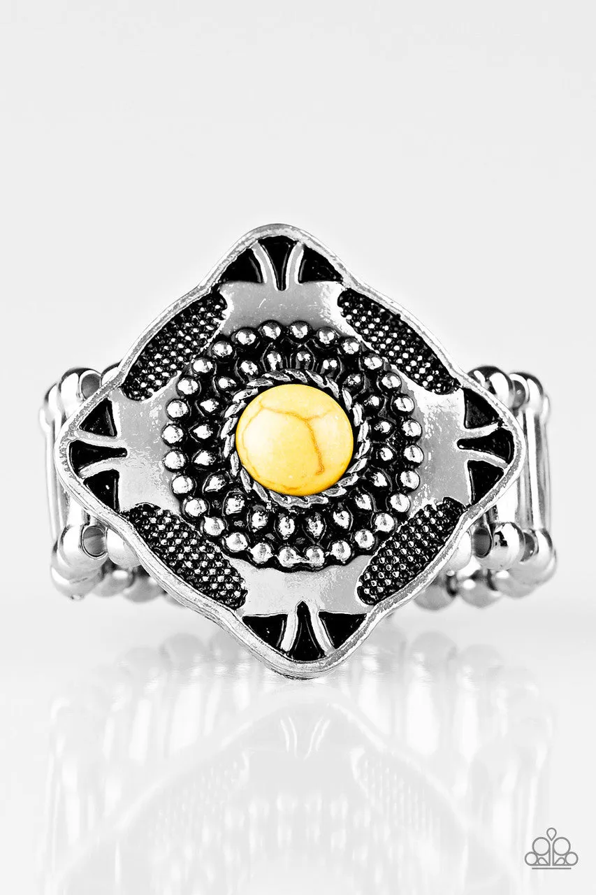 Four Corners Fashion Yellow Paparazzi Ring