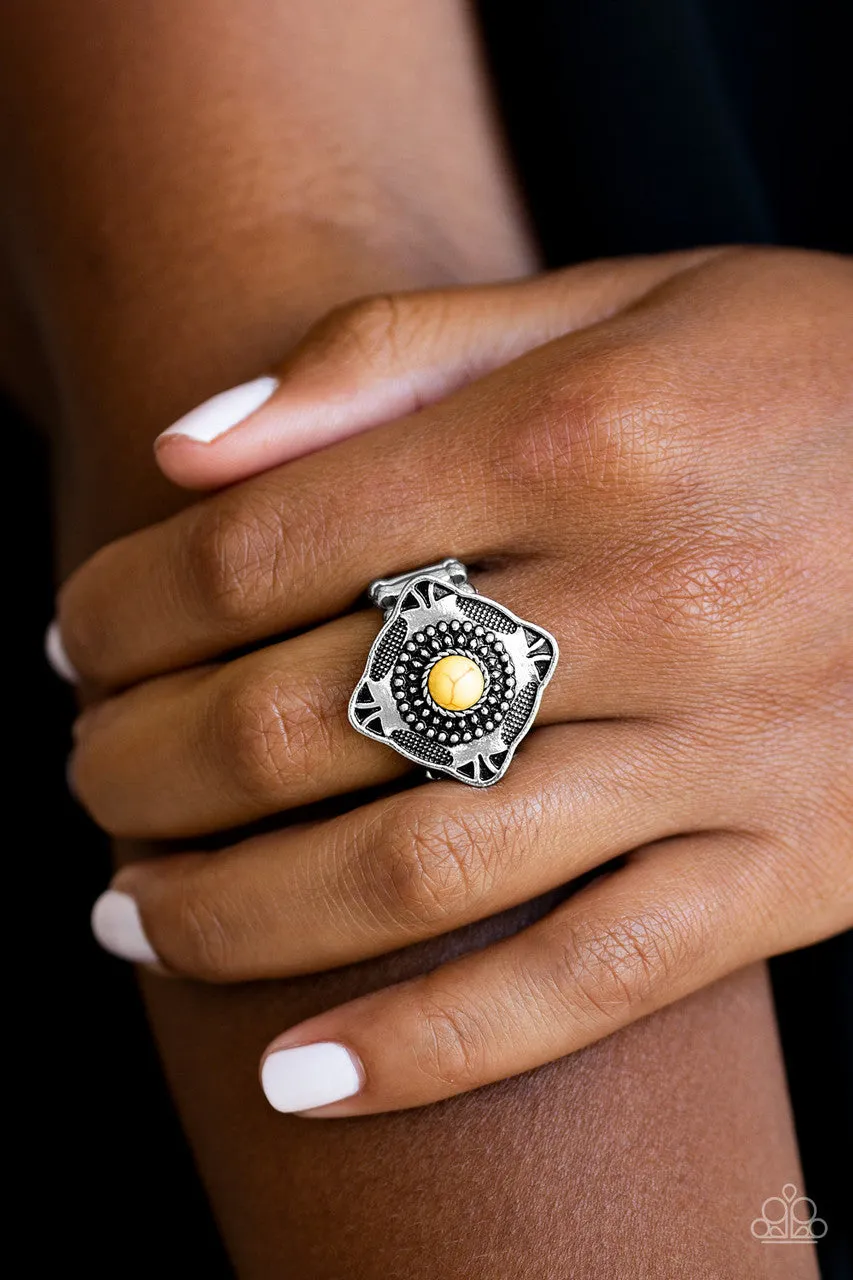 Four Corners Fashion Yellow Paparazzi Ring
