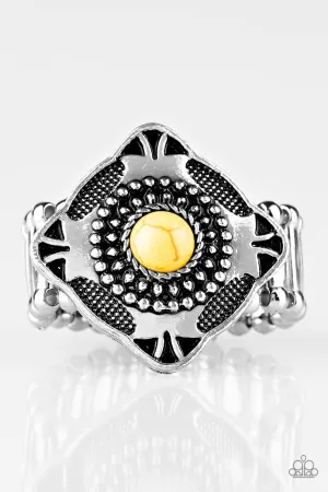 Four Corners Fashion Yellow Paparazzi Ring
