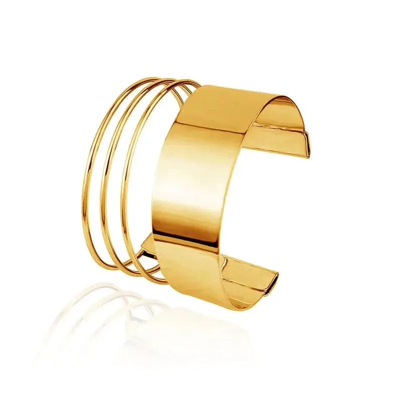 French Simple Design Open Smooth Bracelet Small Vintage Hollow Out Leaf Charm Bracelet for Women Jewelry