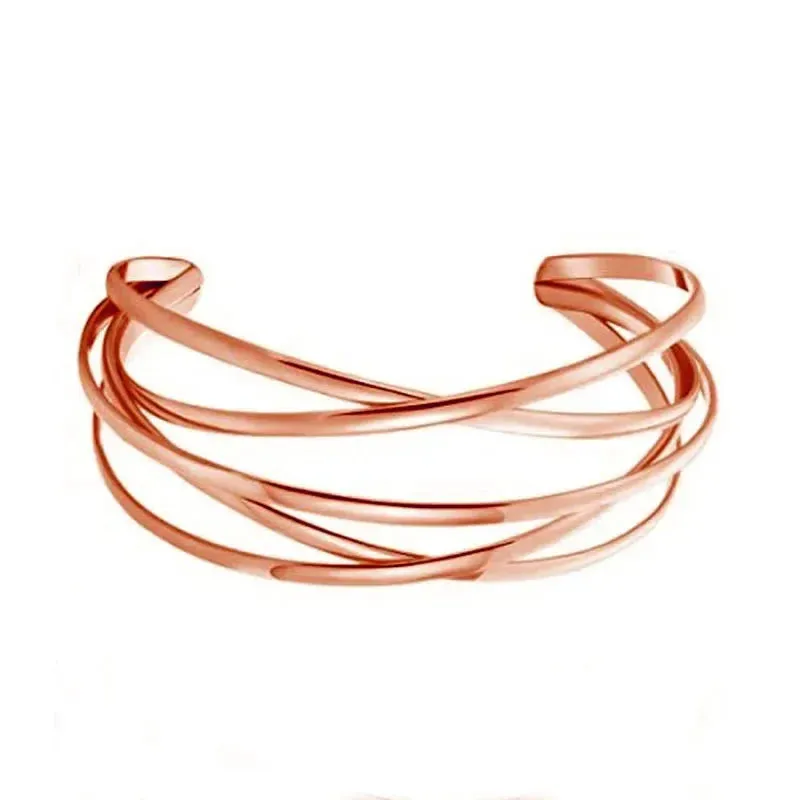 French Simple Design Open Smooth Bracelet Small Vintage Hollow Out Leaf Charm Bracelet for Women Jewelry