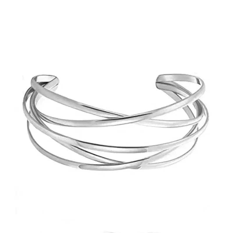 French Simple Design Open Smooth Bracelet Small Vintage Hollow Out Leaf Charm Bracelet for Women Jewelry