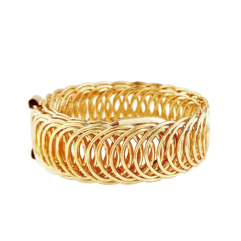 French Simple Design Open Smooth Bracelet Small Vintage Hollow Out Leaf Charm Bracelet for Women Jewelry