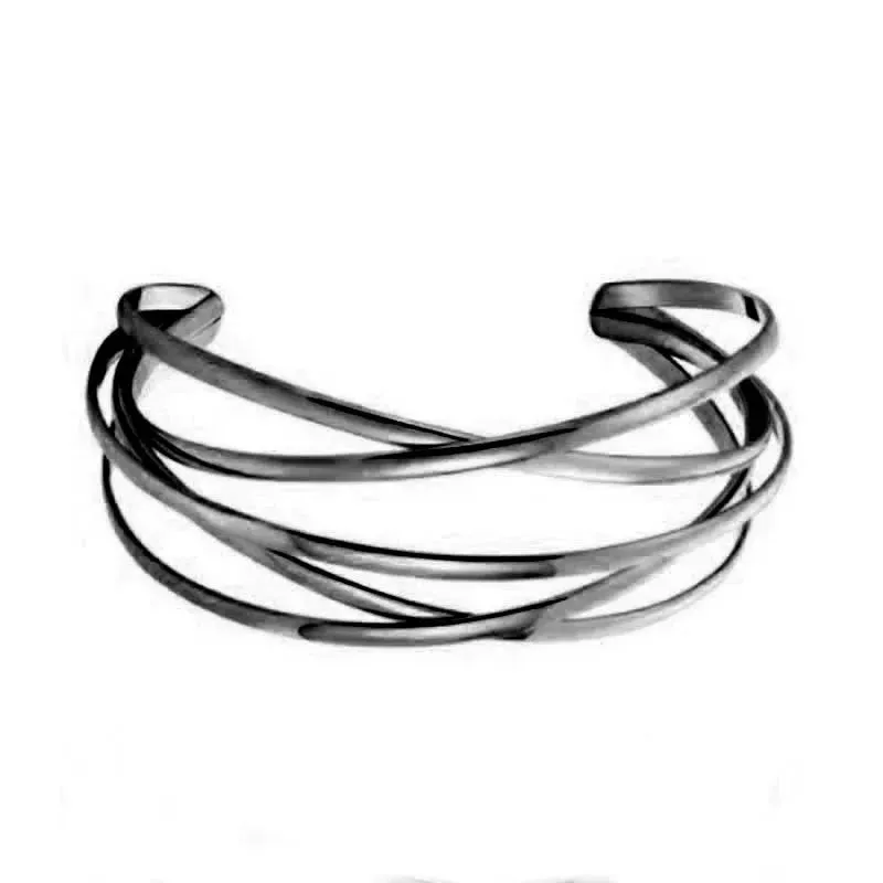 French Simple Design Open Smooth Bracelet Small Vintage Hollow Out Leaf Charm Bracelet for Women Jewelry