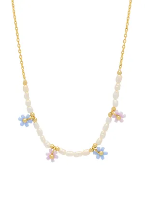 Freshwater Pearl and Miyuki Flower Necklace