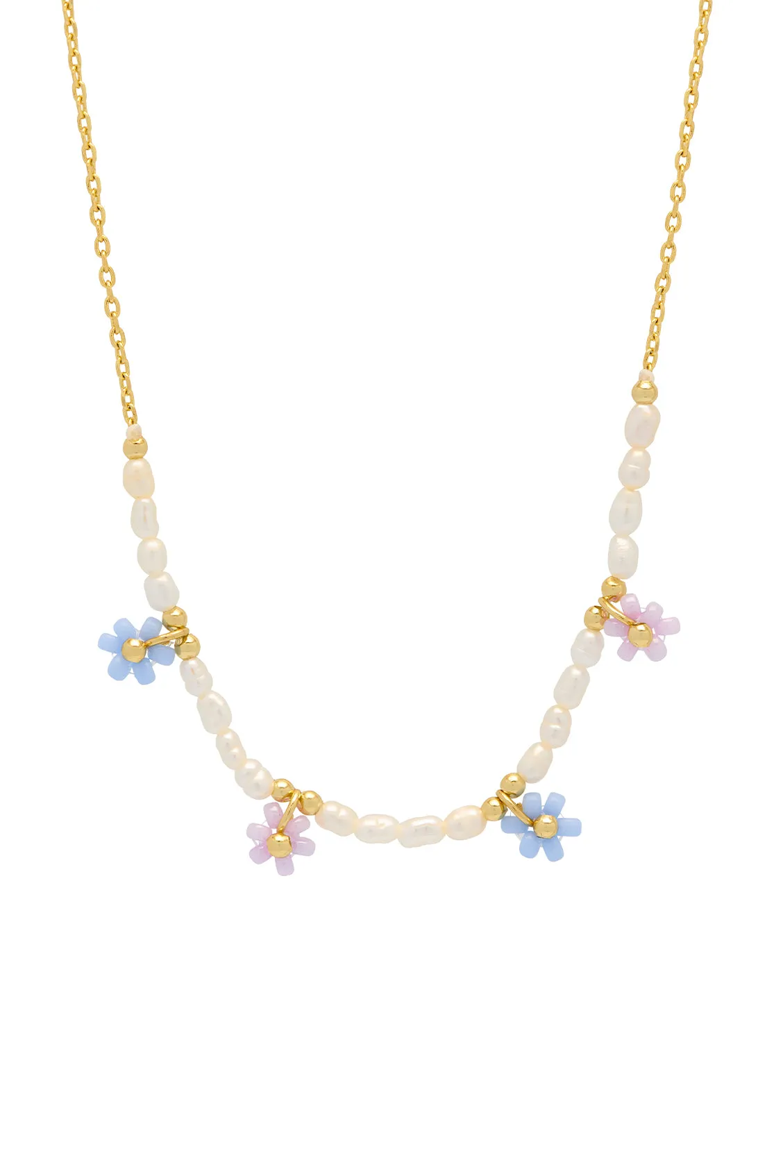 Freshwater Pearl and Miyuki Flower Necklace