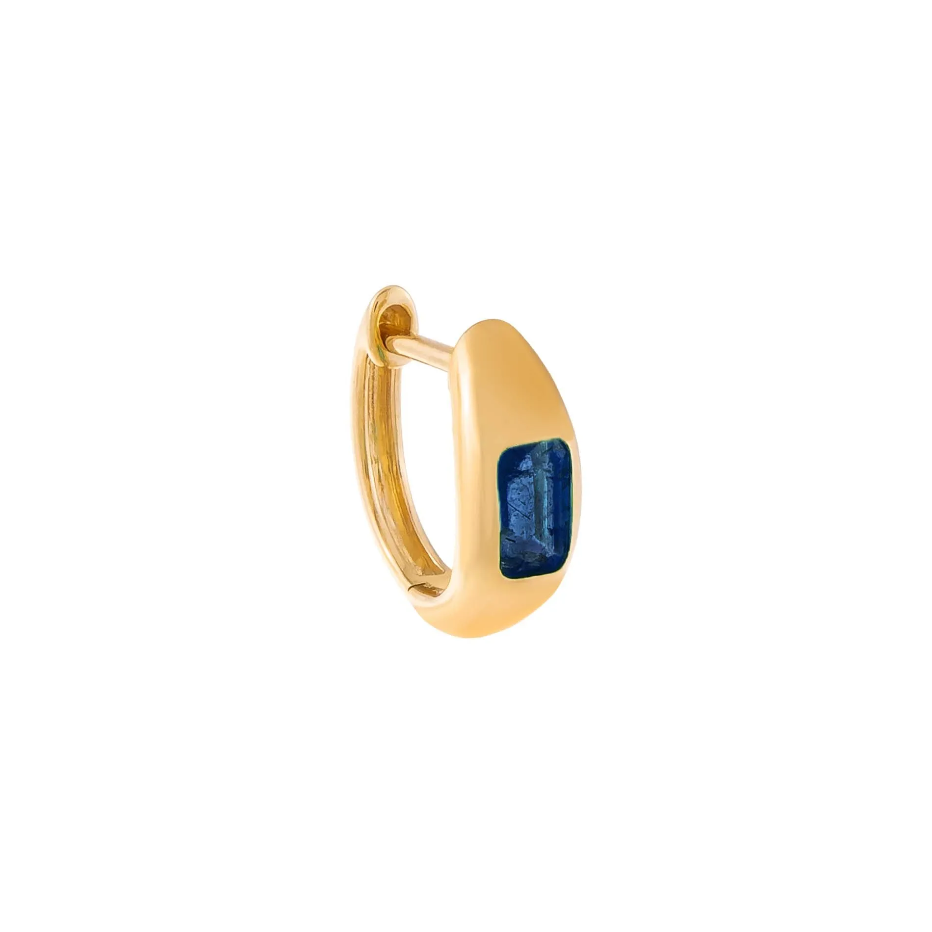 Gemstone Baguette Hollow Dome Huggie Earring 14K