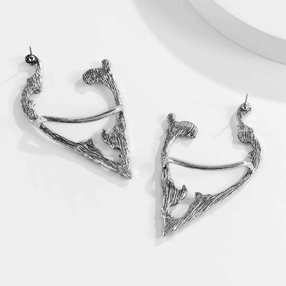 Geometric Antique Silver Ear Cuff Climber Crawler Wrap Earrings
