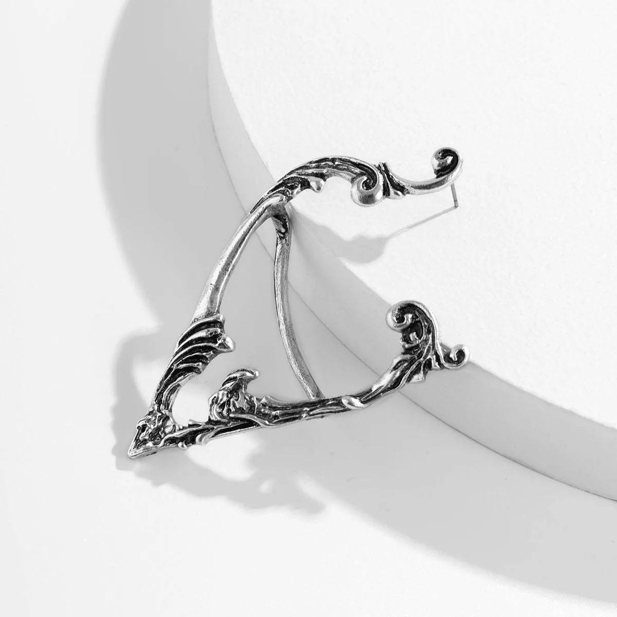 Geometric Antique Silver Ear Cuff Climber Crawler Wrap Earrings