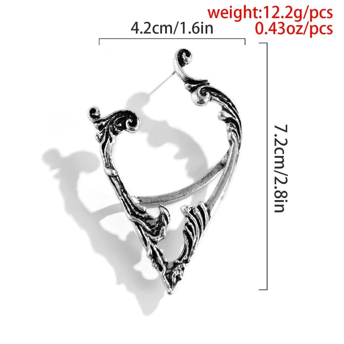 Geometric Antique Silver Ear Cuff Climber Crawler Wrap Earrings