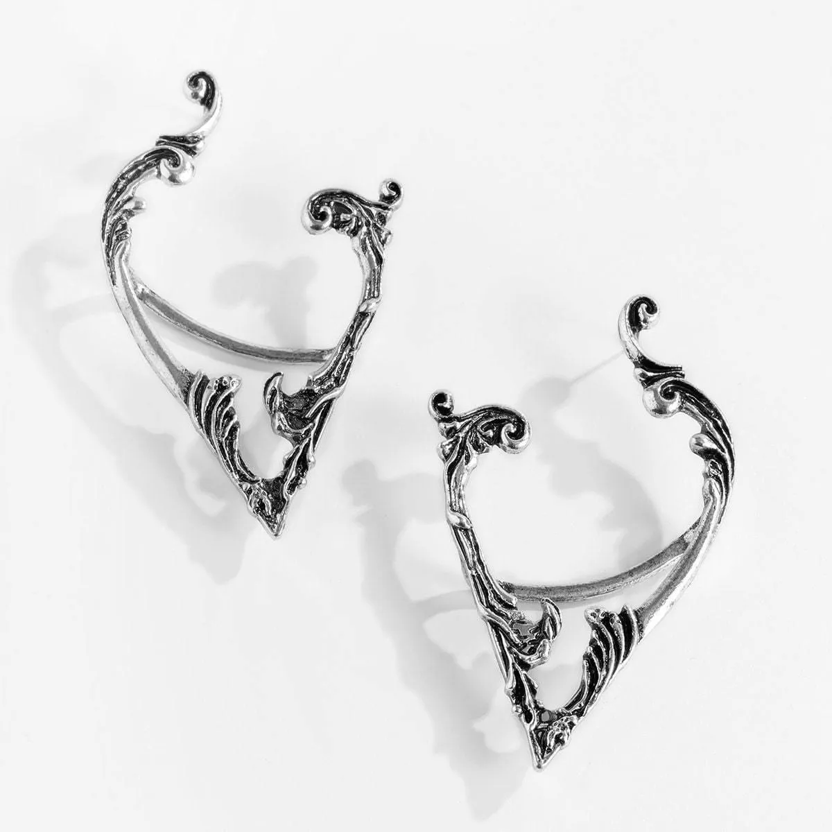 Geometric Antique Silver Ear Cuff Climber Crawler Wrap Earrings