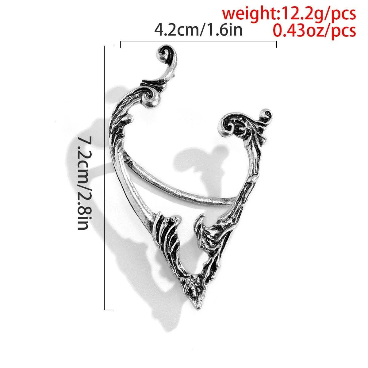 Geometric Antique Silver Ear Cuff Climber Crawler Wrap Earrings