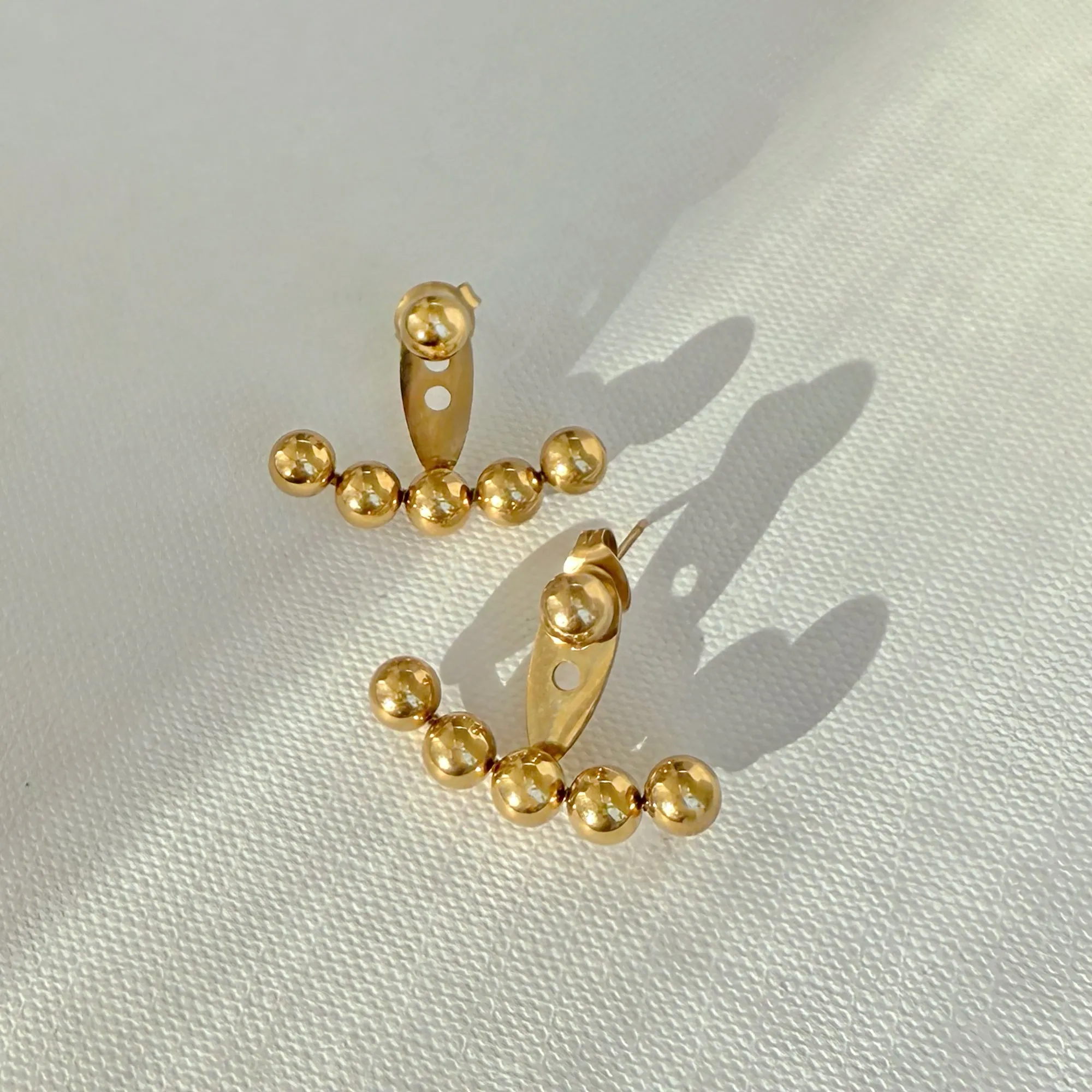 GIA GOLD BALL STUD EAR JACKET EARRINGS - SAMPLE