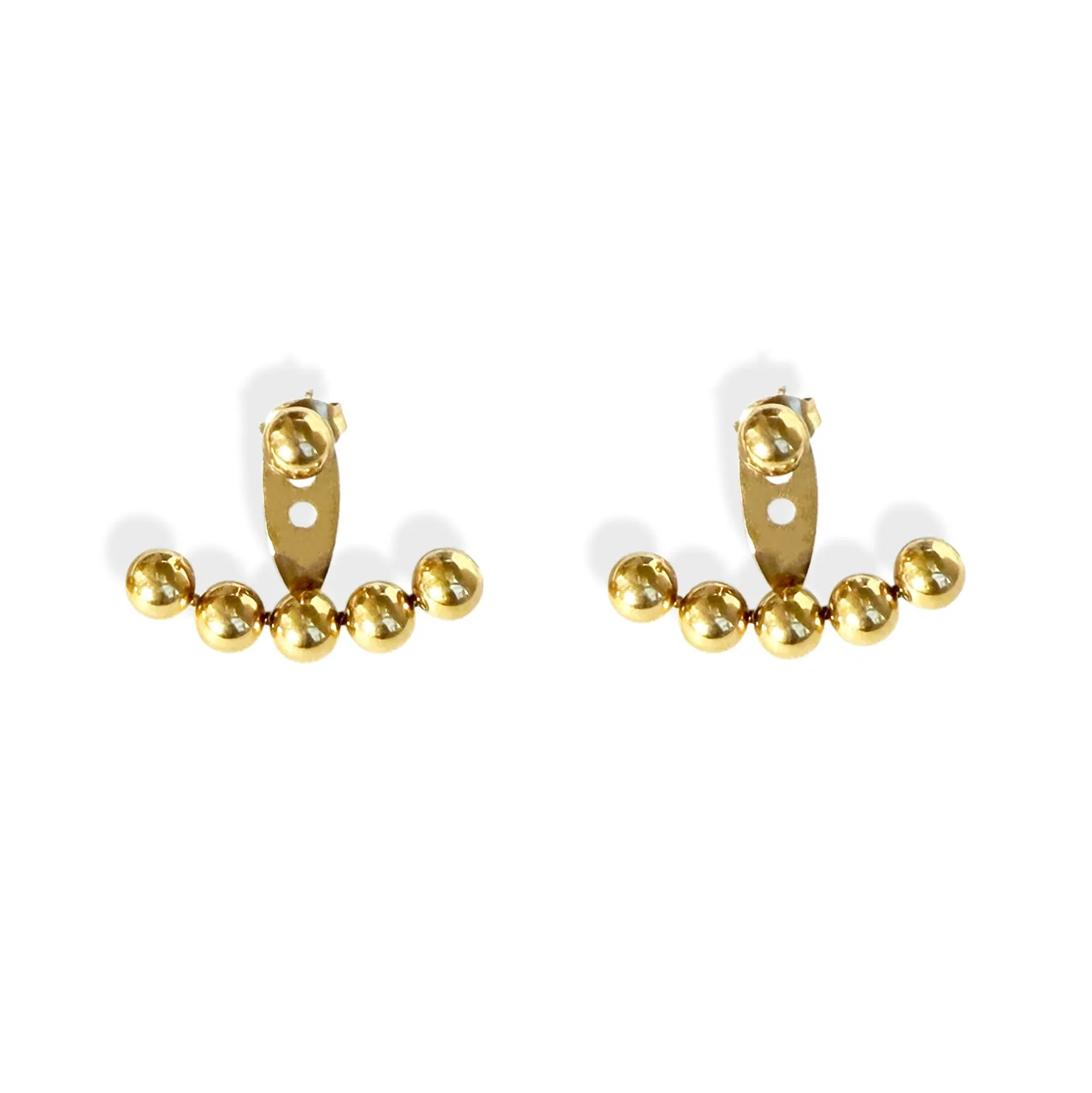 GIA GOLD BALL STUD EAR JACKET EARRINGS - SAMPLE