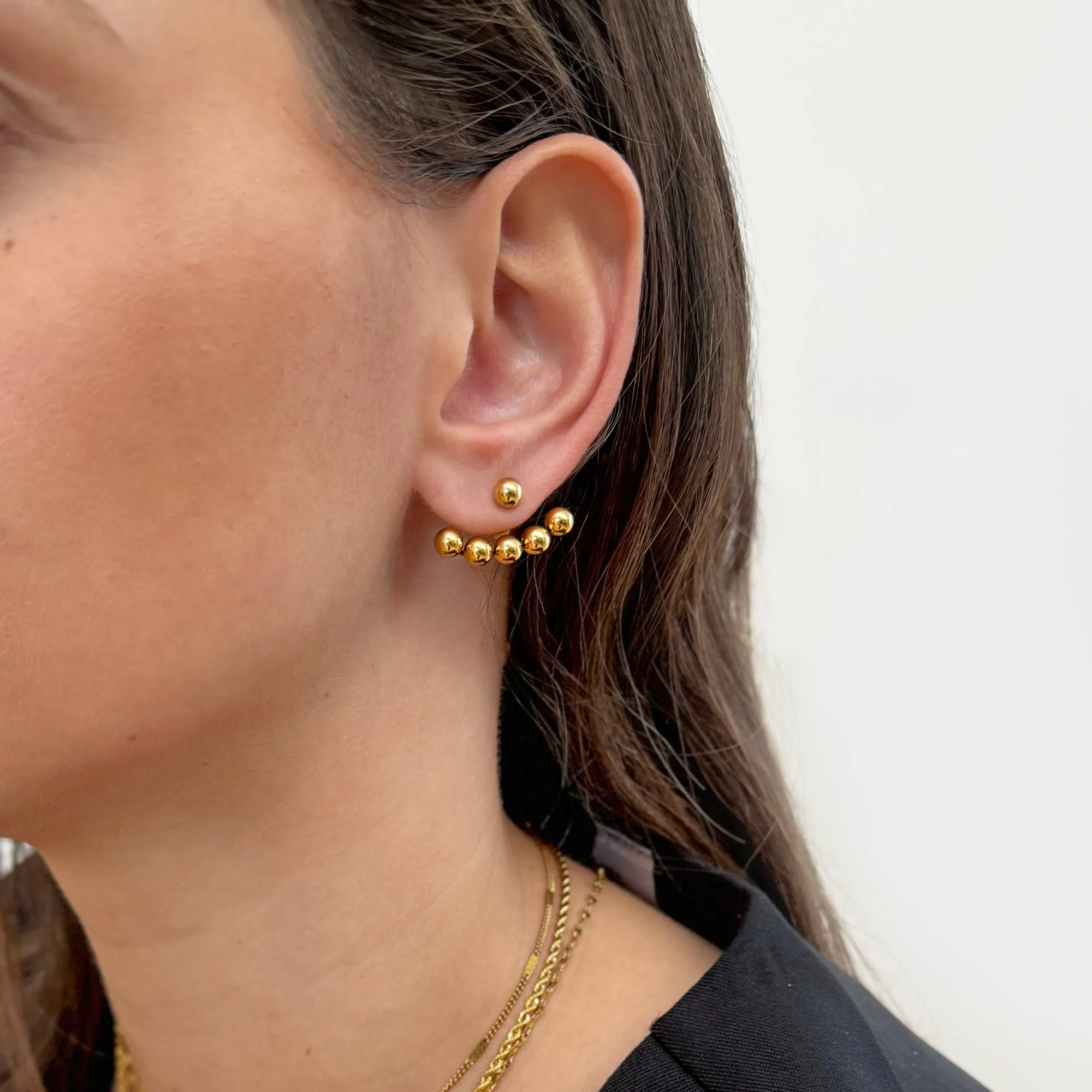 GIA GOLD BALL STUD EAR JACKET EARRINGS - SAMPLE