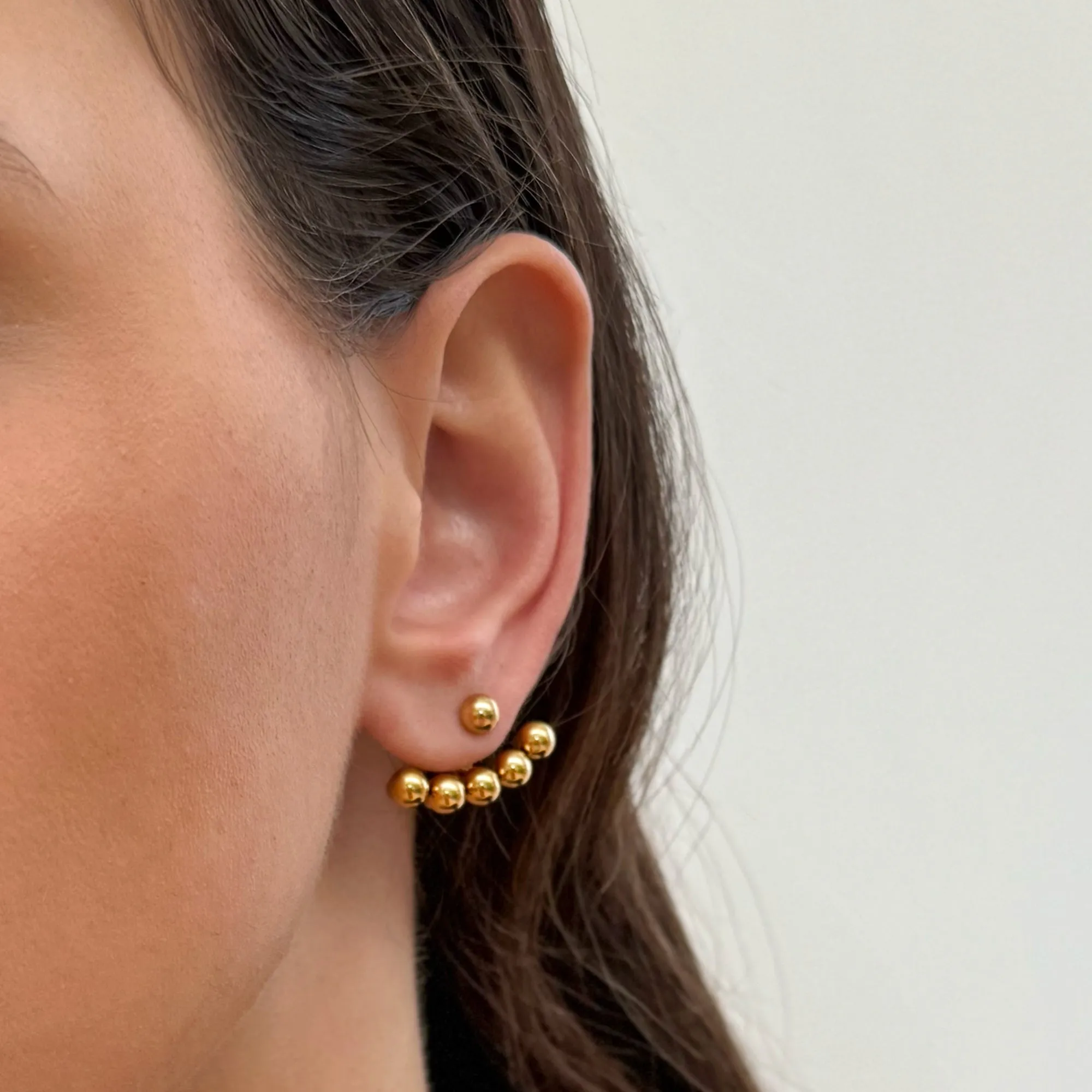GIA GOLD BALL STUD EAR JACKET EARRINGS