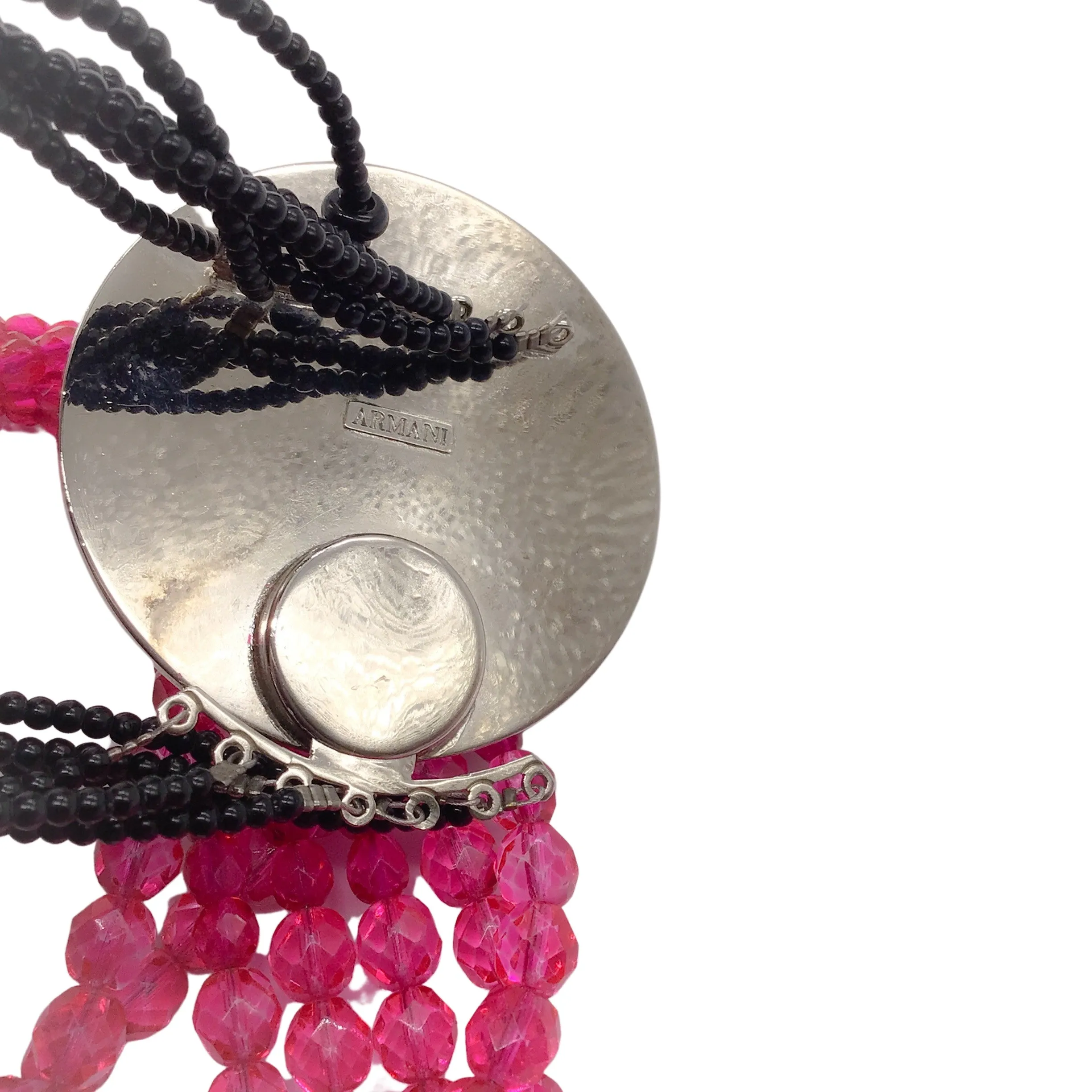 Giorgio Armani Pink / Black Vintage Multi Beaded Chain Two-Tone Necklace