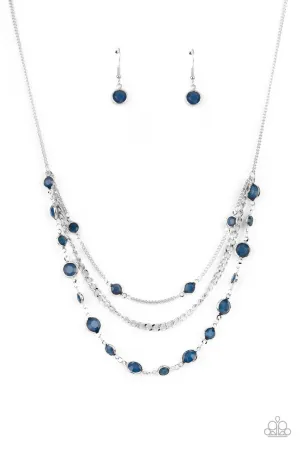 Goddess Getaway - Blue - Glassy Bead Tiered Paparazzi Short Necklace